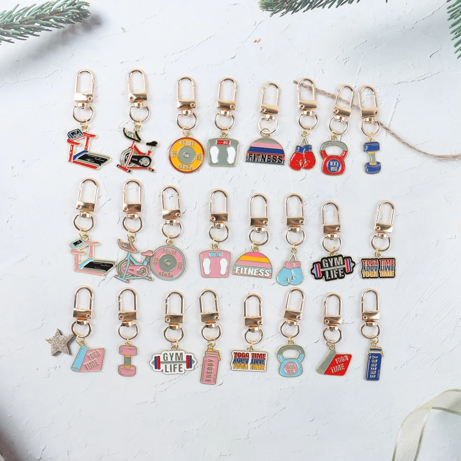 24-Piece Fitness-Themed Keychain Set description 4