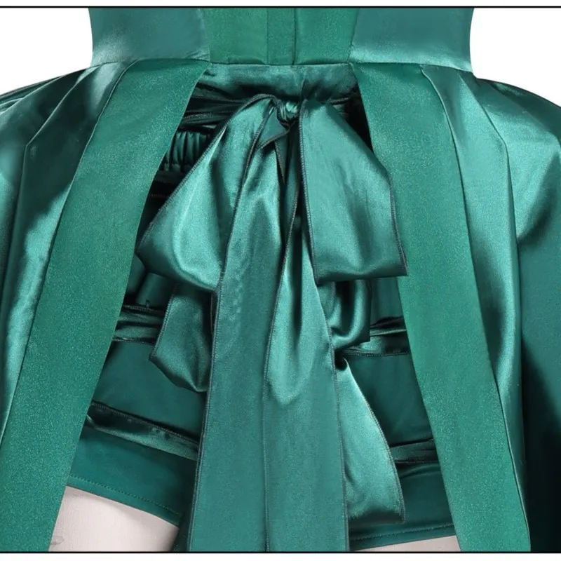 Agnes DeMille Lolita Cosplay Green Dress High Waist Bow Sweet Girls Heavy Industry Trailing Banquet Princess