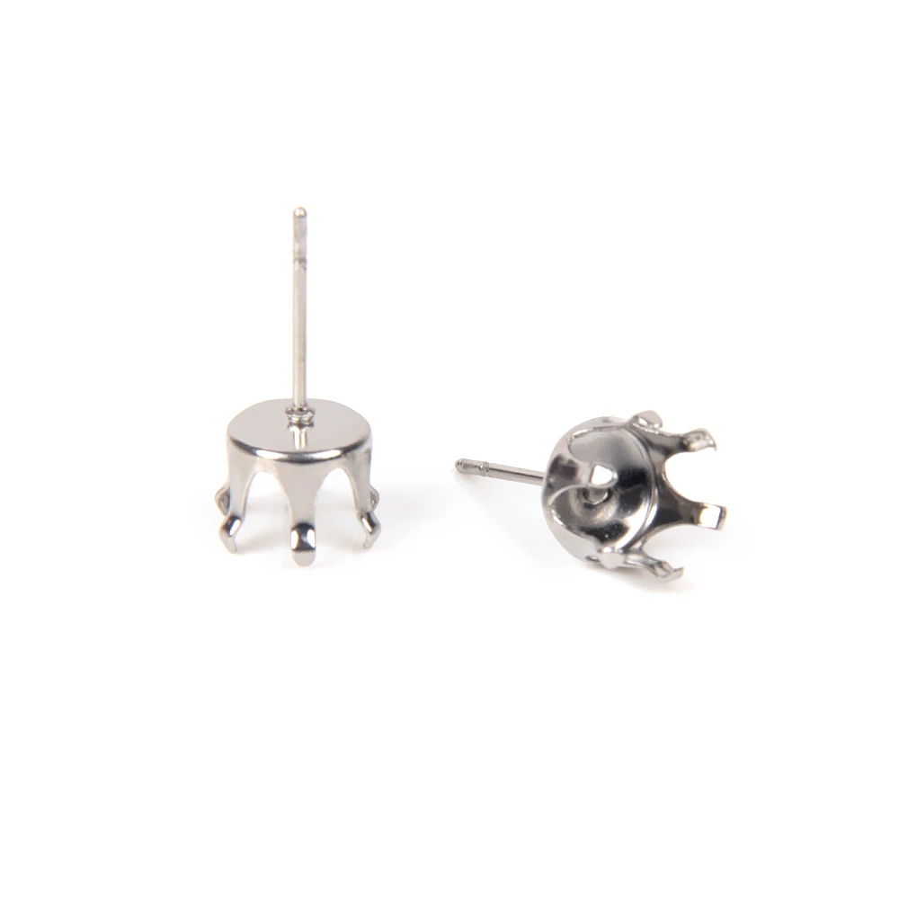 30 Stück Edelstahl-Ohrringstifte, 3mm-8mm, mit Becherfassung, für DIY-Schmuckherstellung – Detail 1