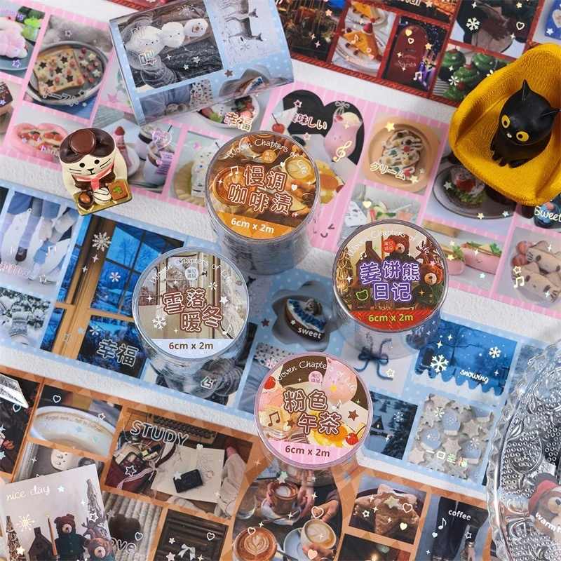 1 roll 60mm*200cm Korean Literary Retro Washi Tape & Stickers, DIY Handmade Album Scrapbooking Decor Supplies