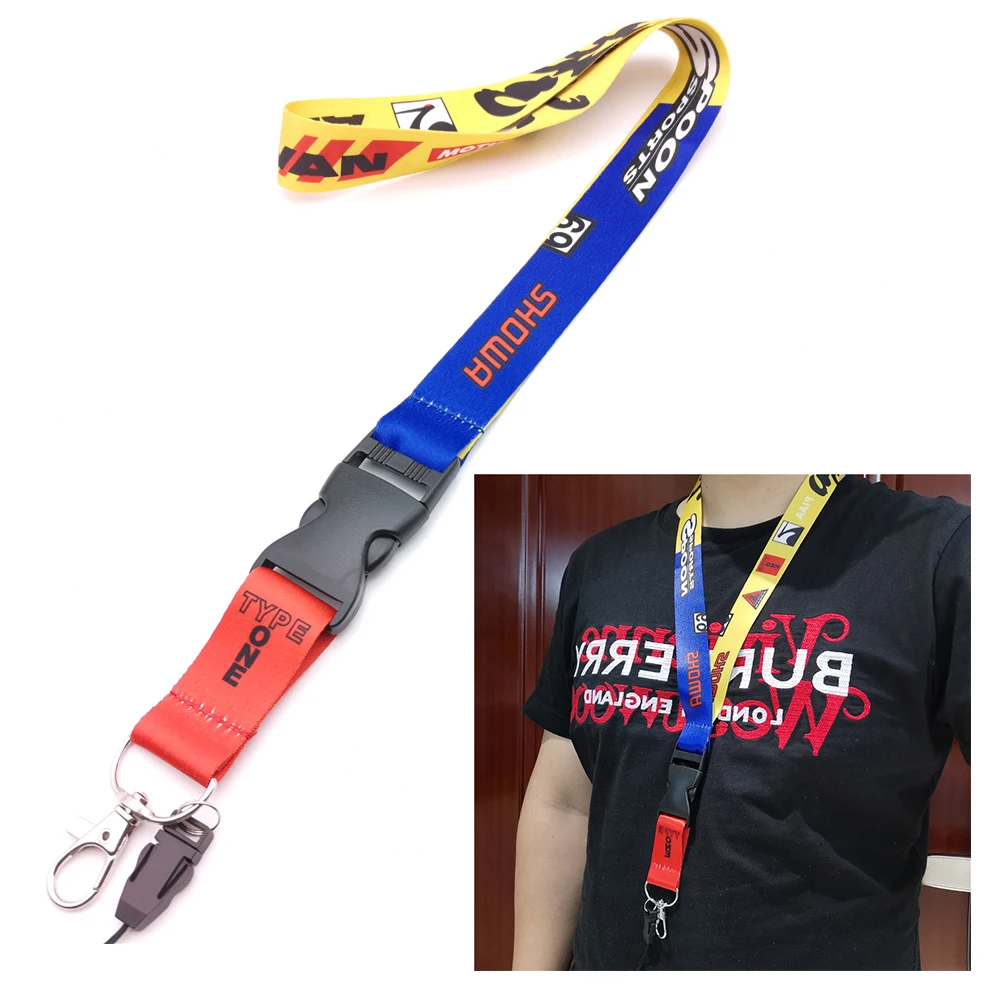 1PCS JDM Racing Style Car Lanyard Keychain Key Cellphone Mobile ID Card Neck Strap Rope Quick Release For Type One SPOON Sports