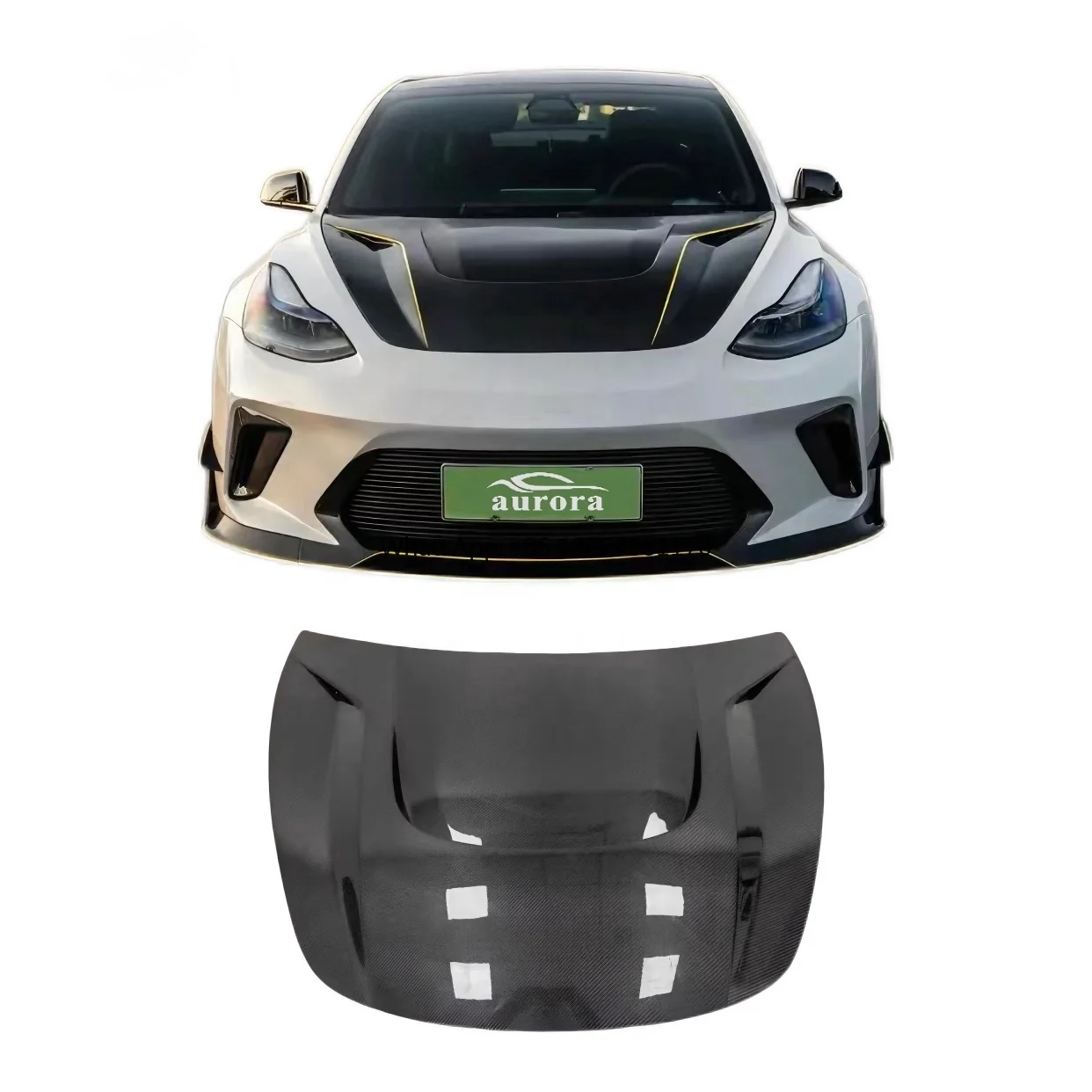 Factory price Real Carbon Fiber Engine cover tesla model 3 body kit Hood For Tesla Model 3