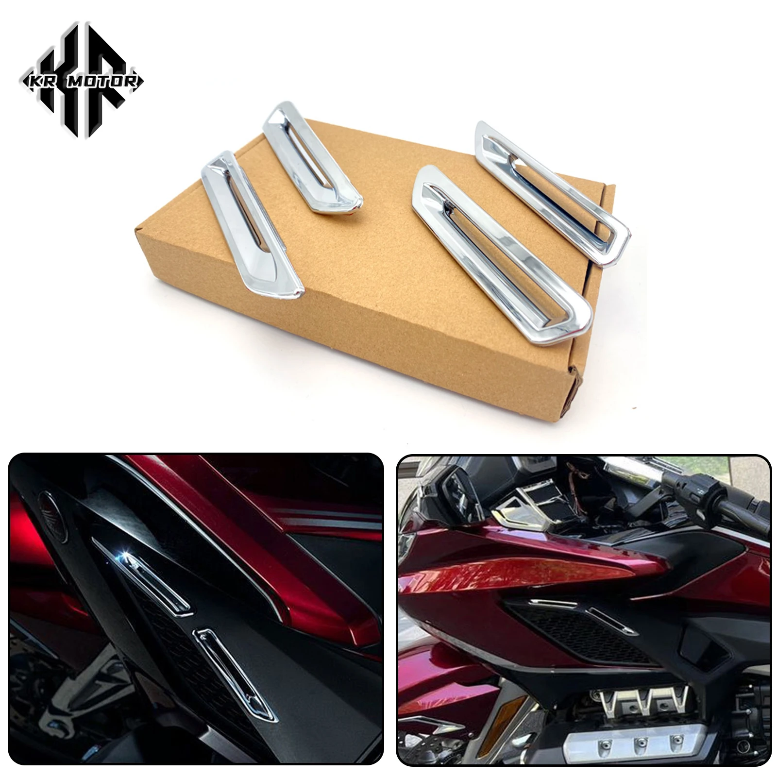 

KR MOTO Fit For Honda Gold Wing GL 1800 Tour DCT F6B GoldWing GL1800 2018-2024 Chrome Radiator Slot Trim Cover Decoration Kit