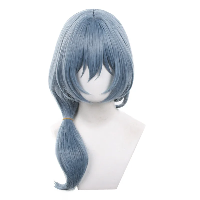 أساهي روكا أنيمي لعبة بانج حلم تأثيري شعر مستعار أزرق من جانب واحد منخفض ذيل حصان الشعر فتاة النساء ComicCON أداء الحفلات + غطاء شعر مستعار