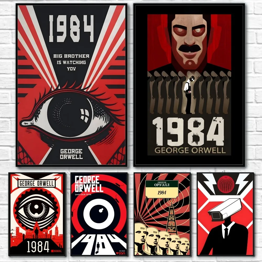 1984 G-George O-Orwell Movie Poster Sticky Wall Art Printing Waterproof Home Living Bed Room Bar Aesthetic Decor