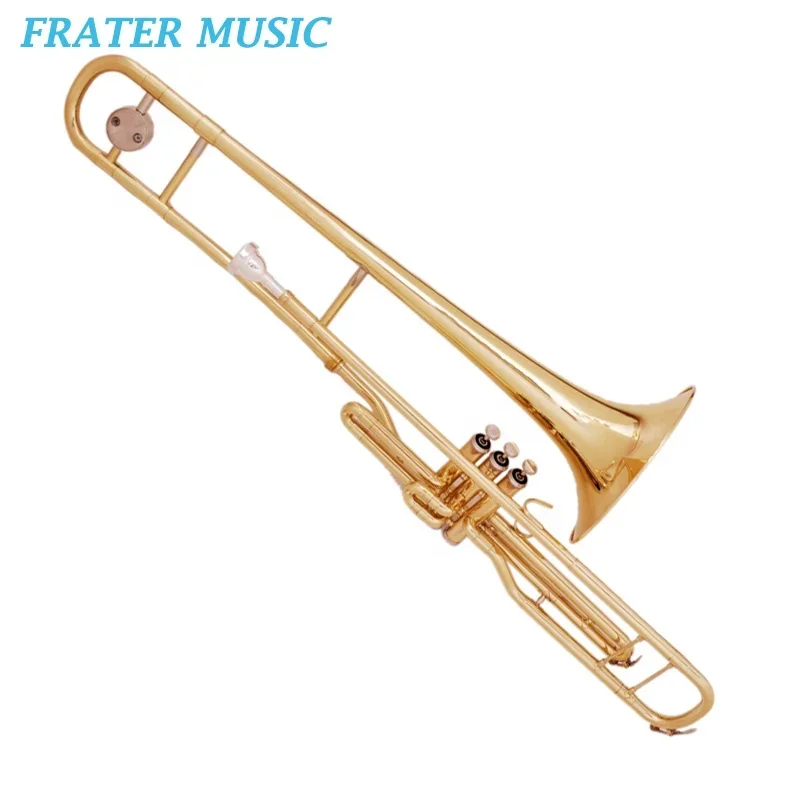 

Good Quality Gold Lacquer C Tone Piston Trombone with Gold Brass Bell (JTBC-200)