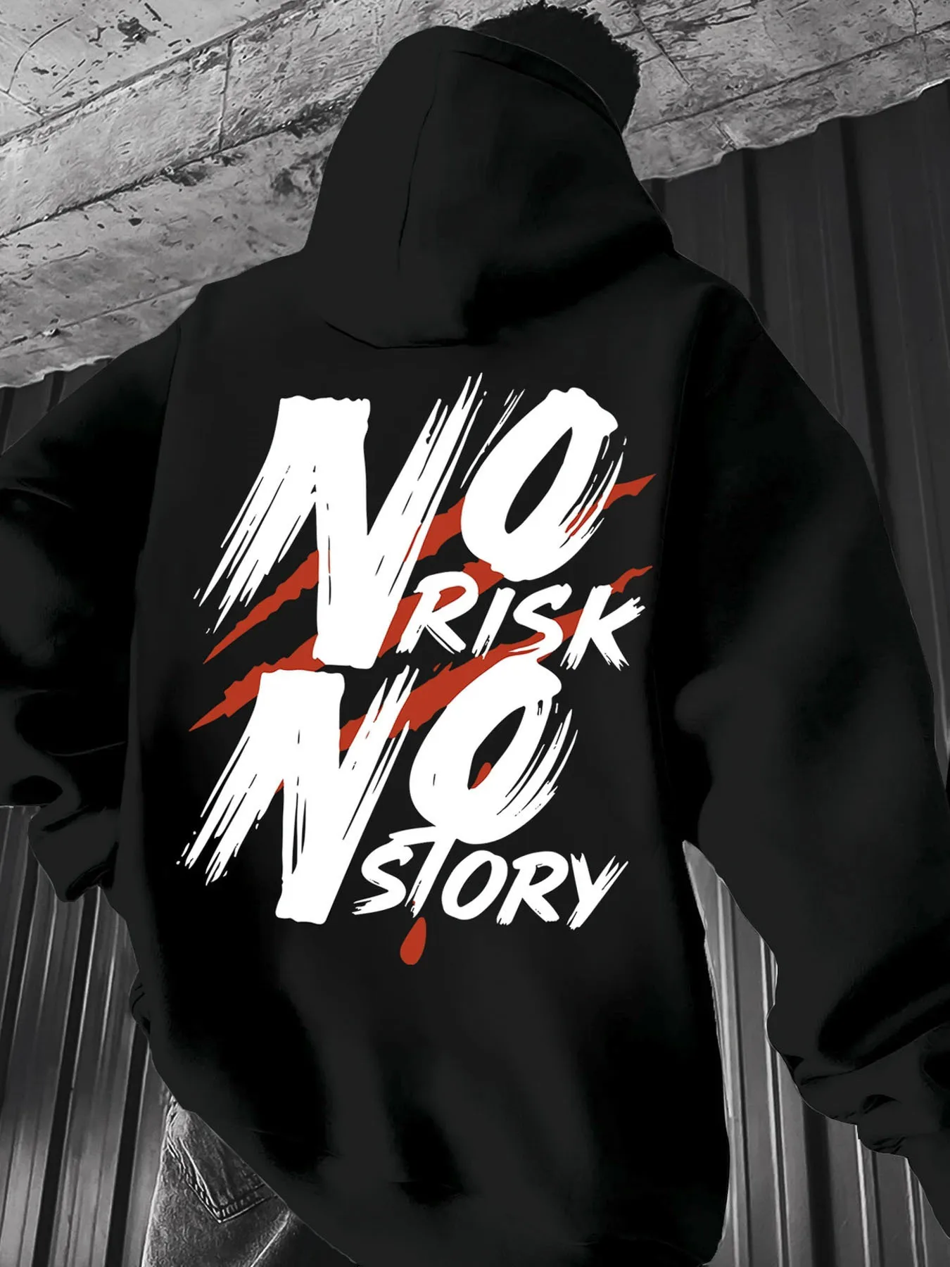 High-quality men's fall/winter white and red letter-printed hooded sweatshirt in relaxed fit, casual and trendy street style.