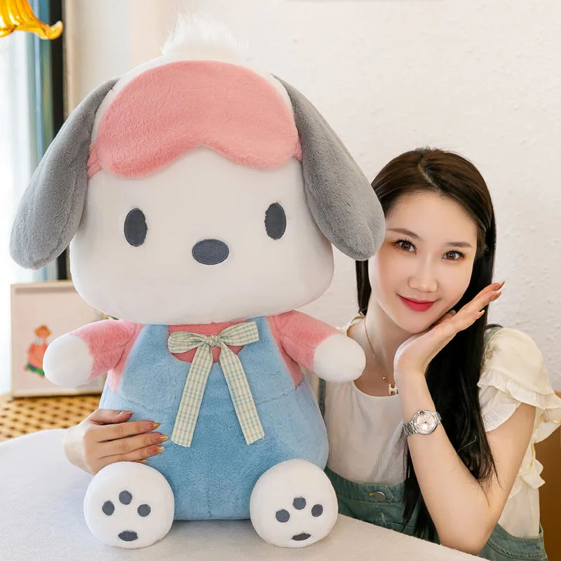 

Kawaii Sanrio плюшевая игрушка Pochacco плюшевая кукла с маской комбинезон с галстуком-бабочкой мягкие игрушки детский подарок на день рождения большая милая кукла с наполнителем