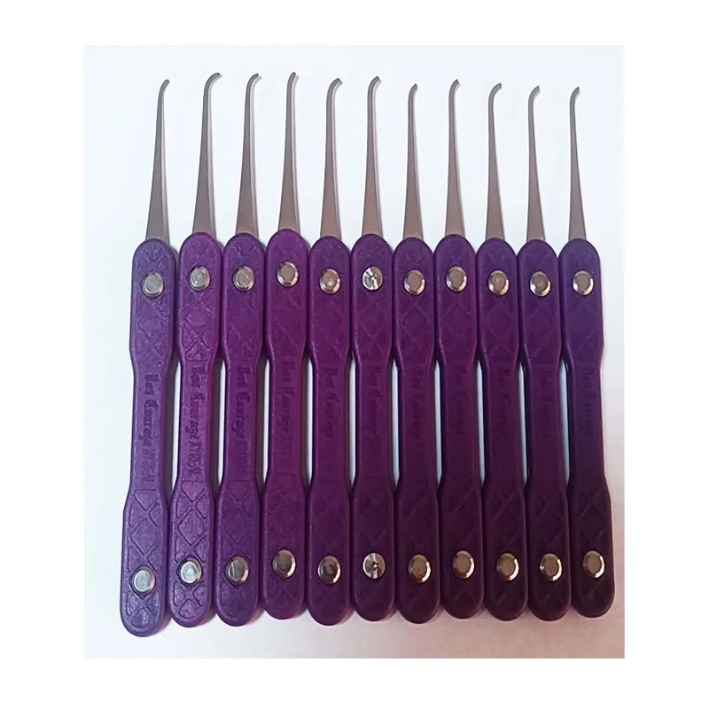Purple Color Flat Round Jim Hook Set 11pcs/Set 0.4MM Plastic Handle Bon Courage Kyreal 7 PCS Tension Tools Packing Locksmith