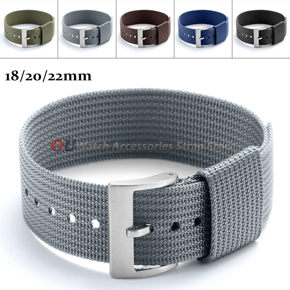 Bracelet de montre en nylon côtelé 18mm 20mm 22mm pour montres Seiko, boucle militaire lavable et confortable pour hommes et femmes