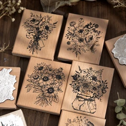 1 pcs Vintage Large size Plant flowers Wooden Rubber Stamp Scrapbooking Deco DIY Craft Standard Wooden Stamps Set