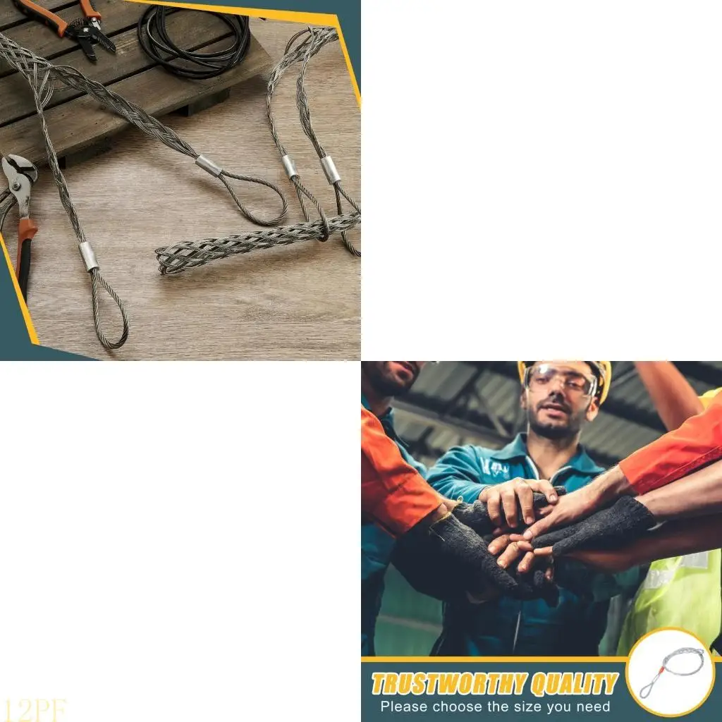 12PF Braided Wire Cable Puller Grips, 2Piece Steel Mesh Cable Sock Set for Electricians, Installers, Maintenance, DIY Work