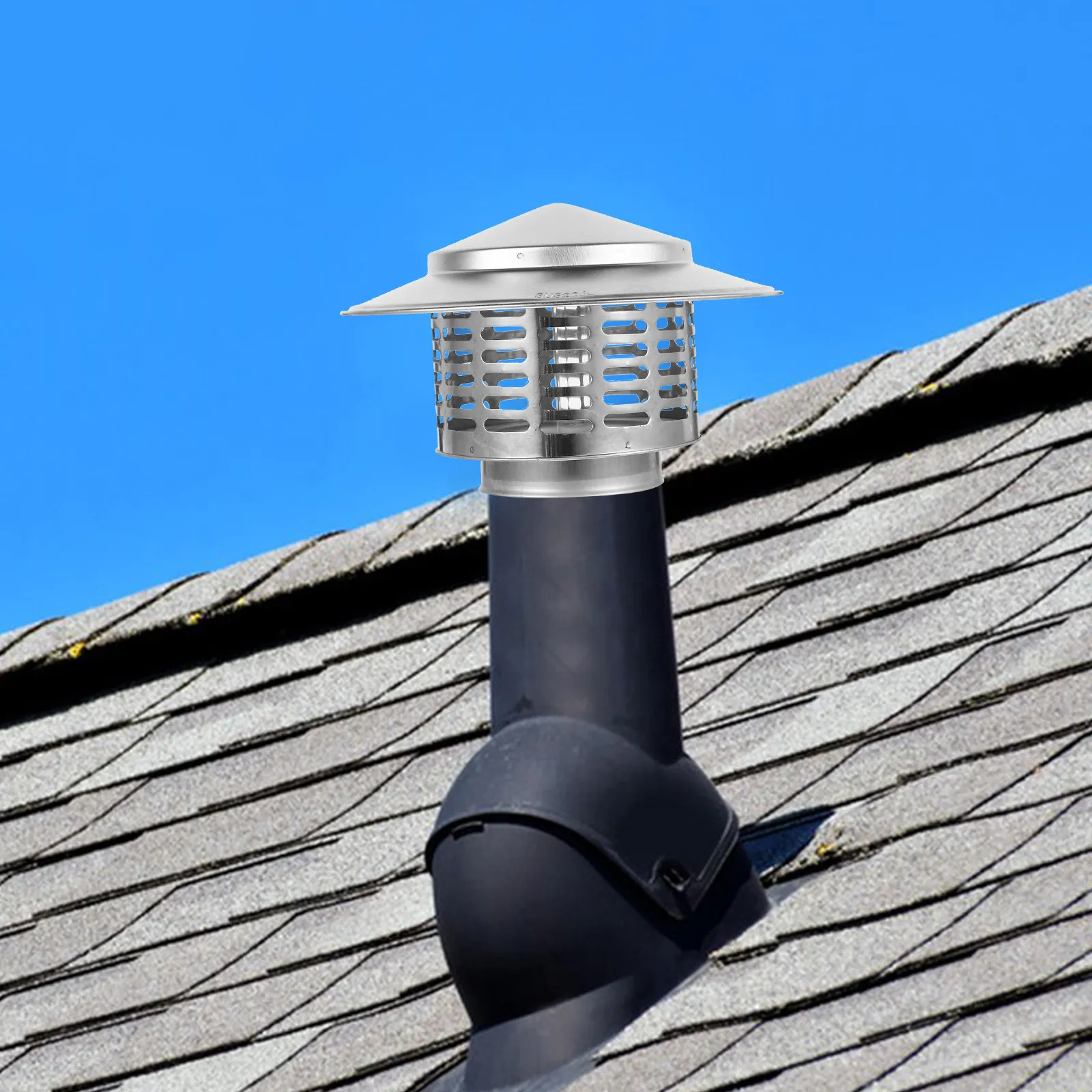 

Stainless Steel Chimney Rainproof Cover Strong Wear Resistant Easy Install Chimney Flue Cowl Roof Vent Cap Protector