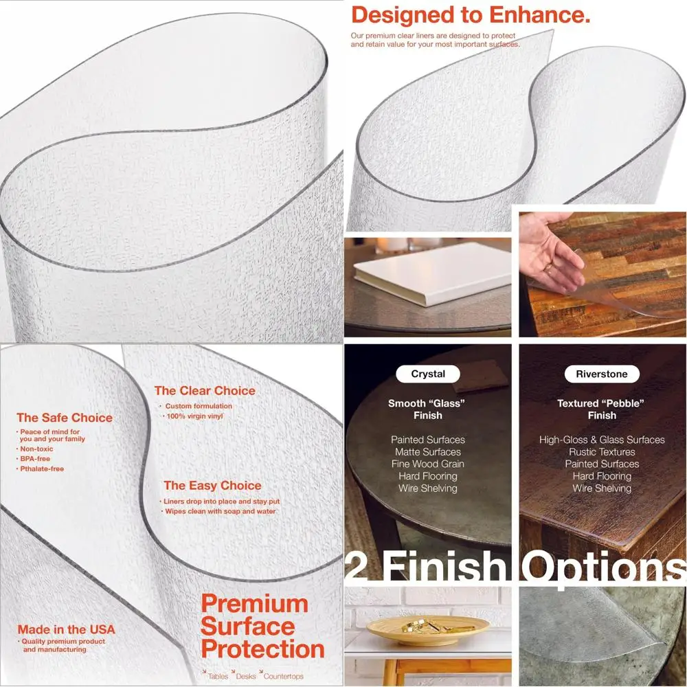 

Защитная пленка для стола с прозрачной гальковой текстурой из ПВХ, 32x84 дюйма, толщина 2 мм, безопасная для кухонных поверхностей под дерево, производство США