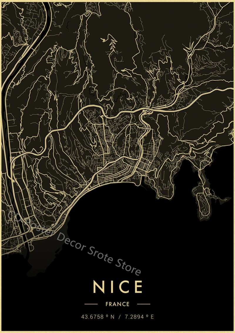Vintage Florence Paris Seattle Rome City Map Dark Posters Retro Prints Art Wall Paintings Room Home Bar Restaurant Decor Picture