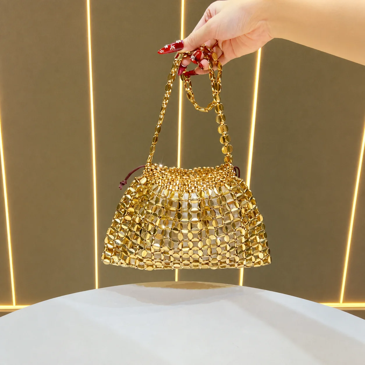 Evening Bag Practical Shoulder Handbag Metal Beaded Bag Minimalist Crossbody Handbag For Date Formal Occasion Dinner Gathering