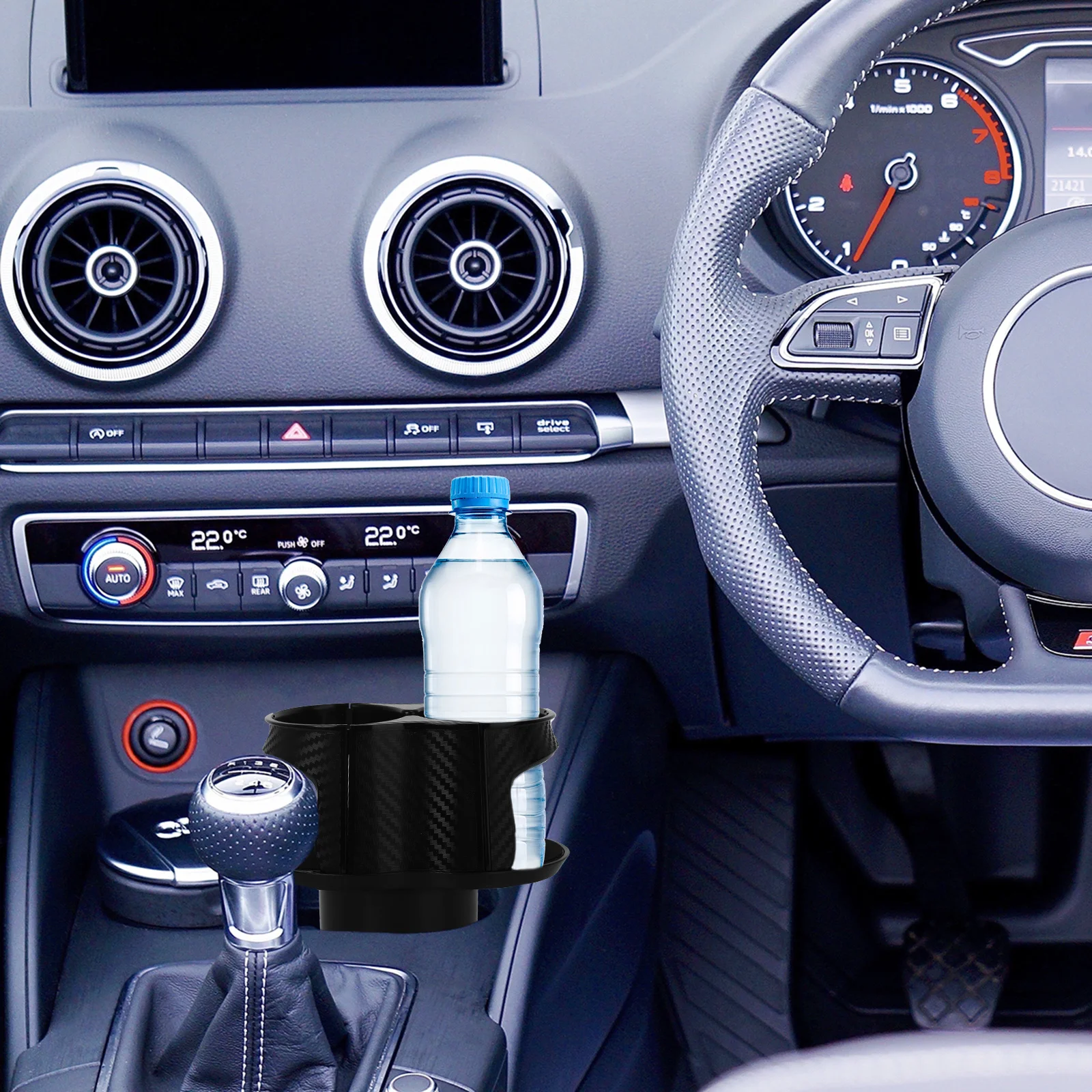 

Car Seat Organizer Dual Cup Holder Black Drinks Beverage Bottle Stand Storage Durable Easy Install Space Saving