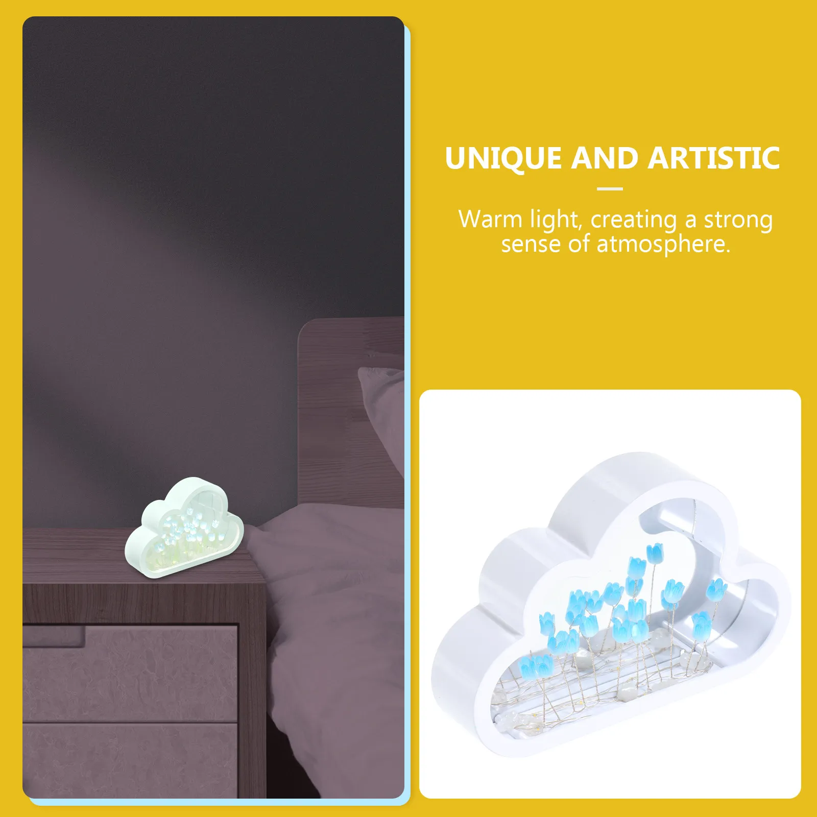 

Набор из 1 ночника в форме тюльпана и облака, ручной работы, для романтического декора спальни, с мягким теплым светом, прикроватный светильник-облако с тюльпанами