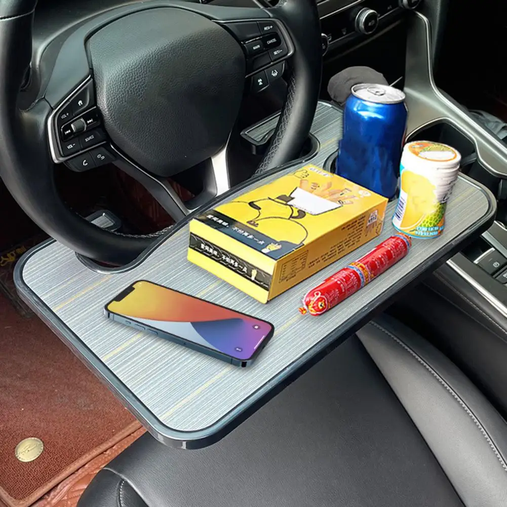 Hot！Car Food Table Anti-slip Cup Slot Design Car Steering Wheel Dining Table Vehicle Supplies