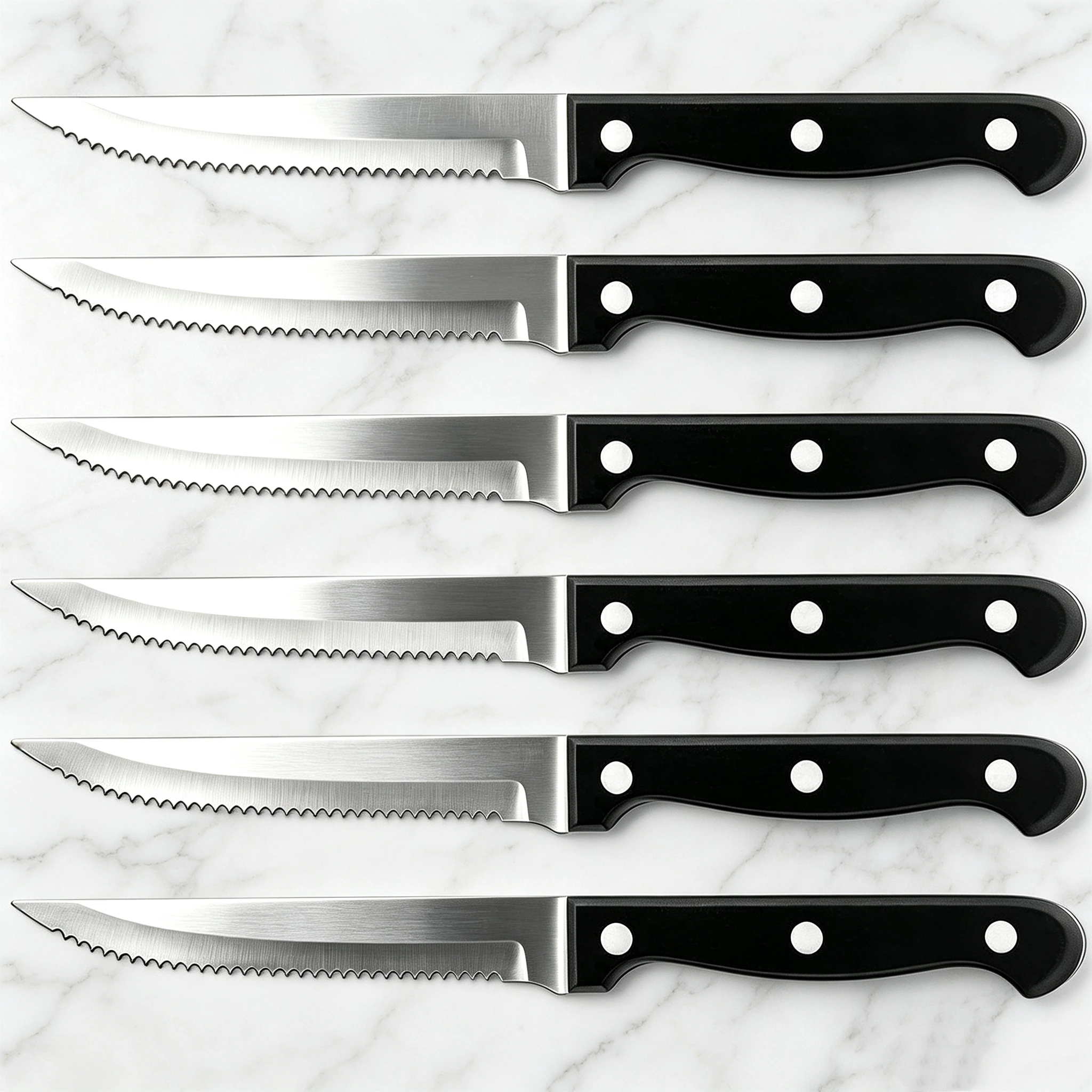 Steak knife set, 6/12 pieces,  sharp serrated design, dishwasher safe, high-quality tableware, suitable for meat, bread, and oth