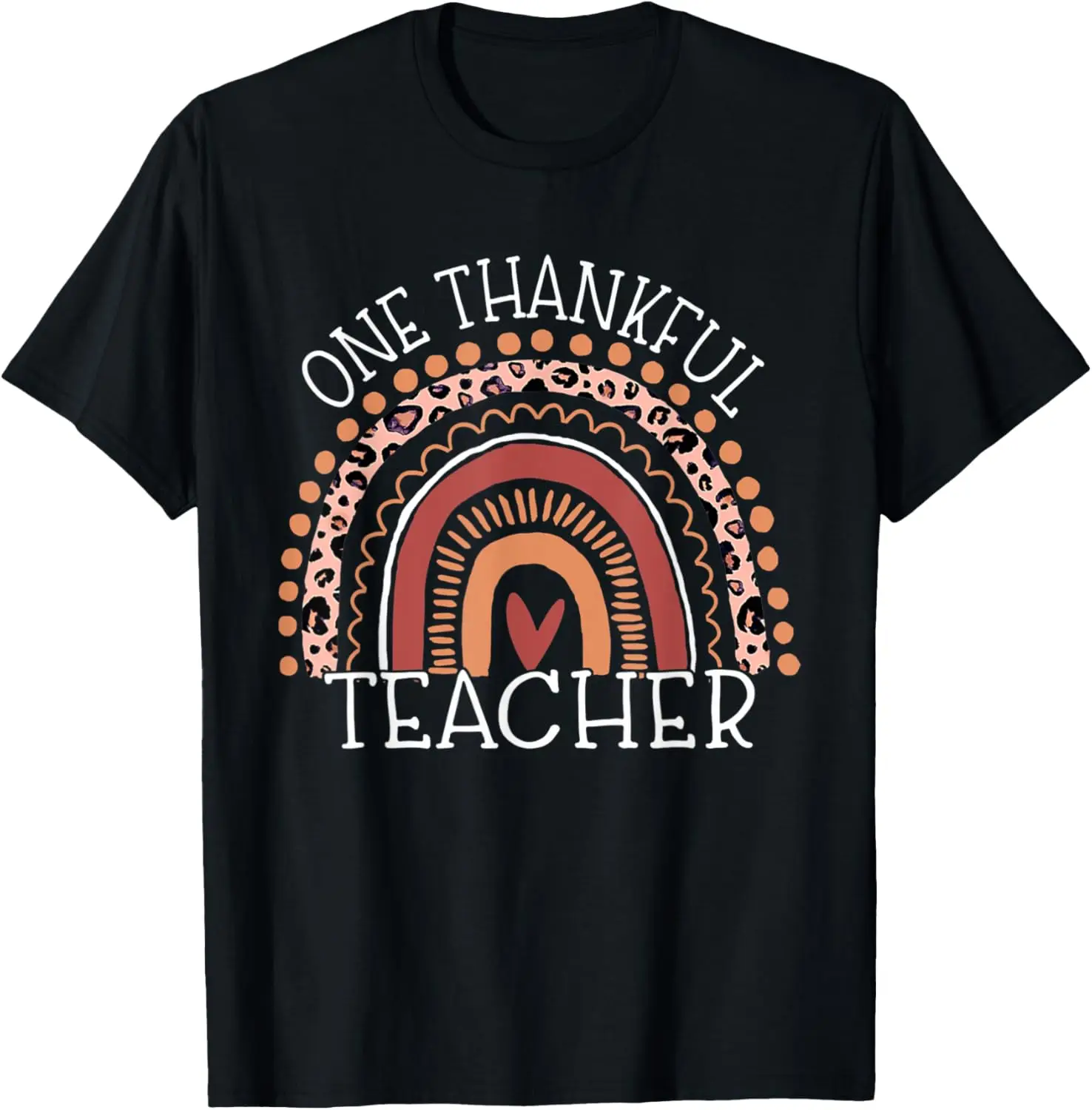 

Leopard Rainbow One Thankful Teacher Thanksgiving Christmas T-Shirt