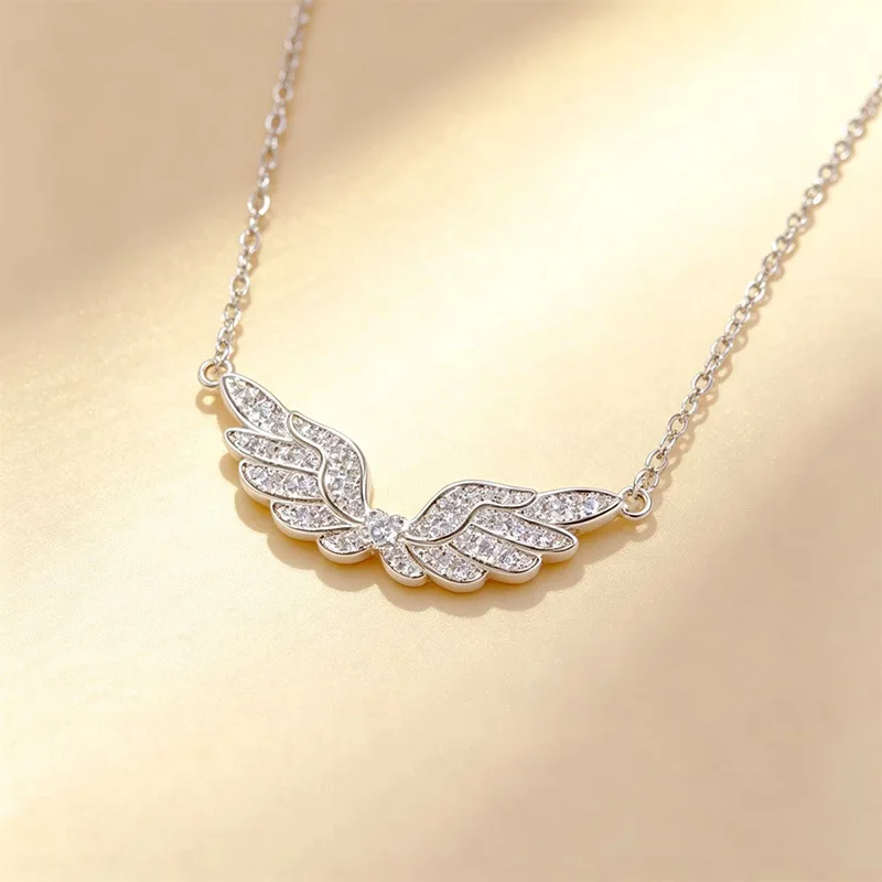 Y2K Creativity Angel Wings Unique Design Pendant Necklace Classic Accessories All-match Personality Clavicle Chain Charm Jewerly
