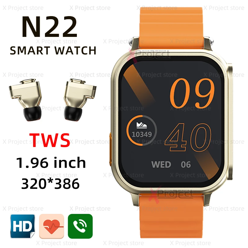 N22 Смарт-часы Ultra TWS 2 в 1 беспроводная гарнитура воспроизведение музыки Смарт-часы для женщин Bluetooth Вызов мужской спортивный ремешок pk T20 T22 T93 T94