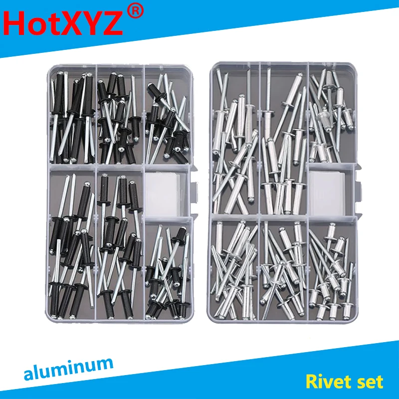 Aluminum Self Plugging Open End Dome Head Pop Blind Rivets Assortment Kit Set Sheet Metal, Automotive Duct Work and Rivet Gun