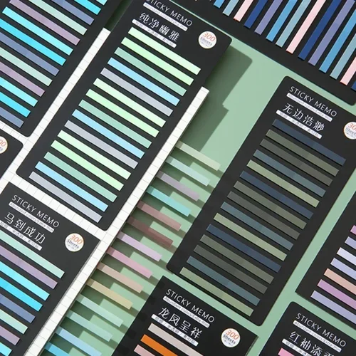 Imagen 2 del producto 300 Uds tiras translúcidas de colores pegatina de índice PET nota resaltar pegatinas de marcas sujetos marcapáginas papelería para estudiantes nota adhesiva