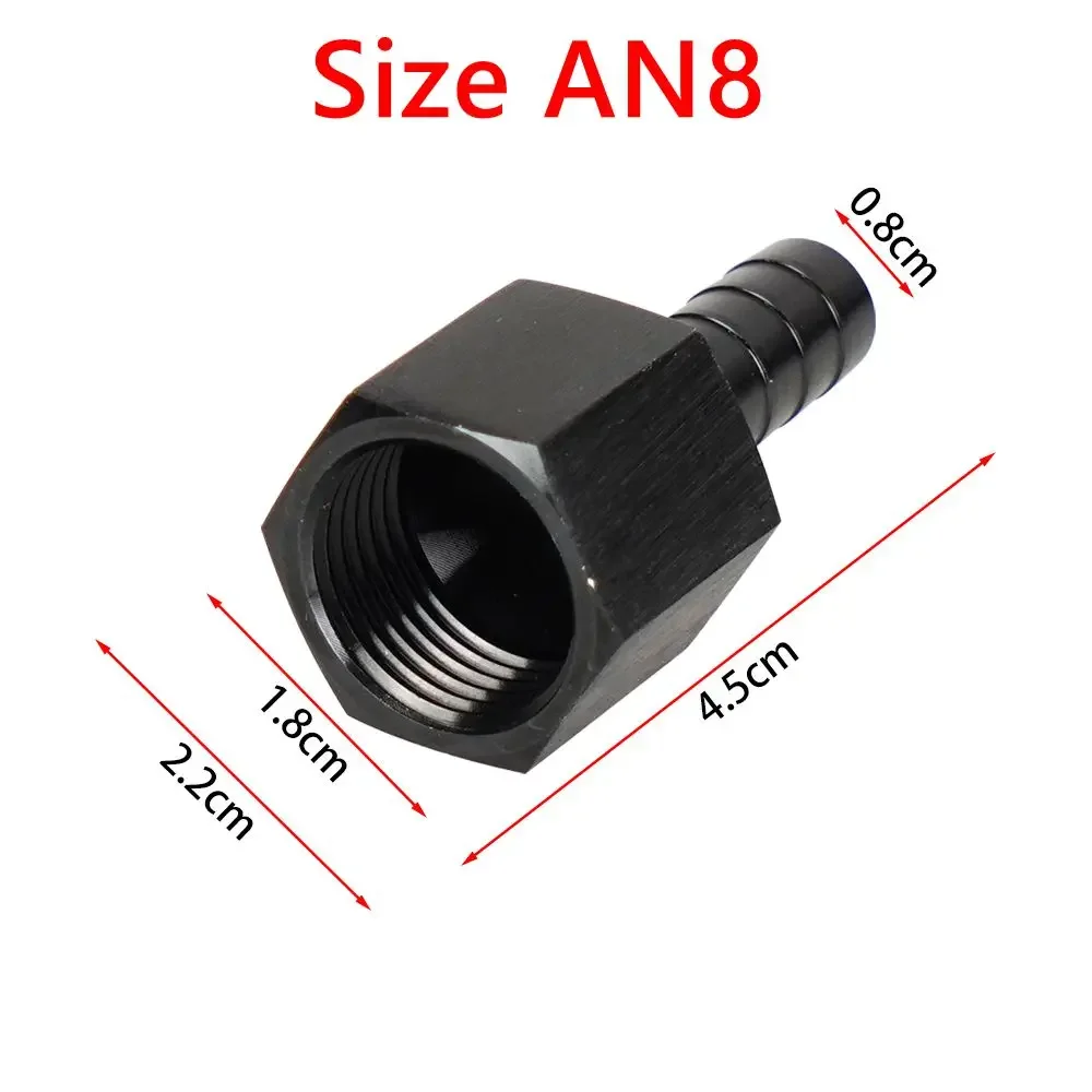High Quality Aluminium Fuel Line Hose Adapters AN6 AN8 Thread Male To 3/8" AN6 AN8 Hose Fitting Adapter with Connector Black