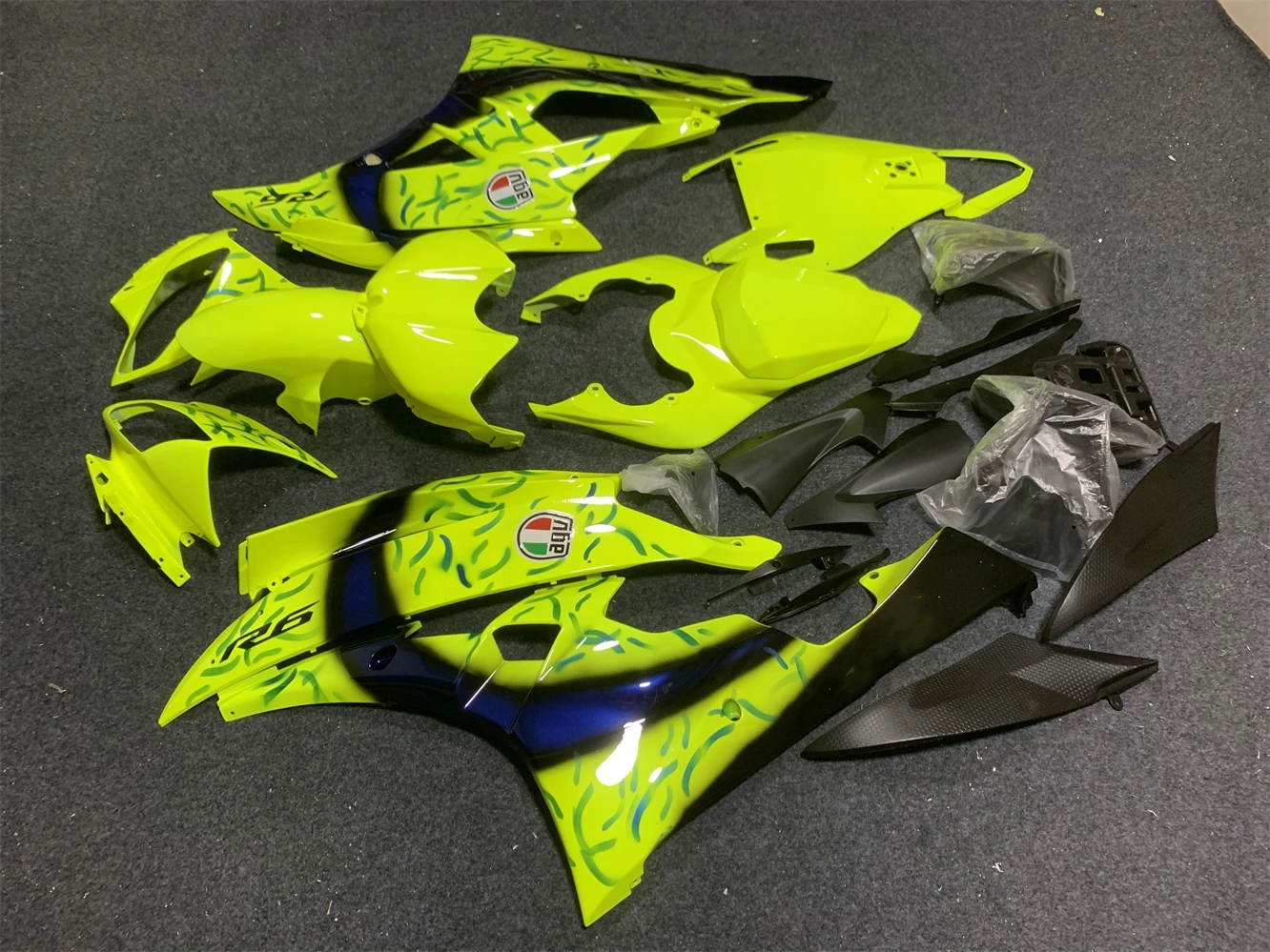 Motorcycle Fairing kit for Yamaha R6 06-07 YZF600 2006 2007 Fairing Fluorescent Yellow black Blue motorcycle guard plate