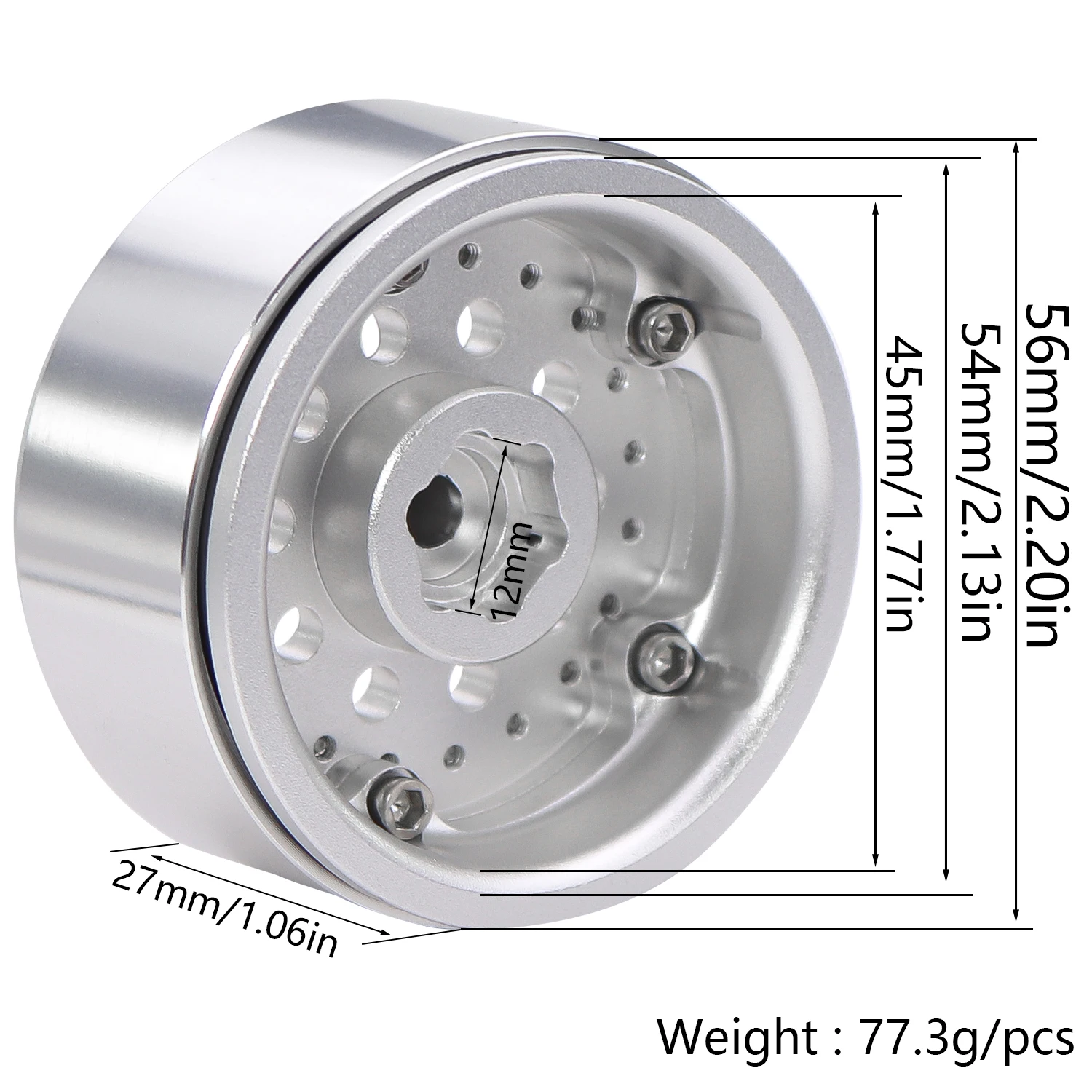 Aluminum 1.9 Inch Beadlock Wheels Rim Offset -1.5mm For 1/10 RC Crawler Car Axial SCX10 90046 AXI03007 TRX4 VS4-10 Redcat Gen8