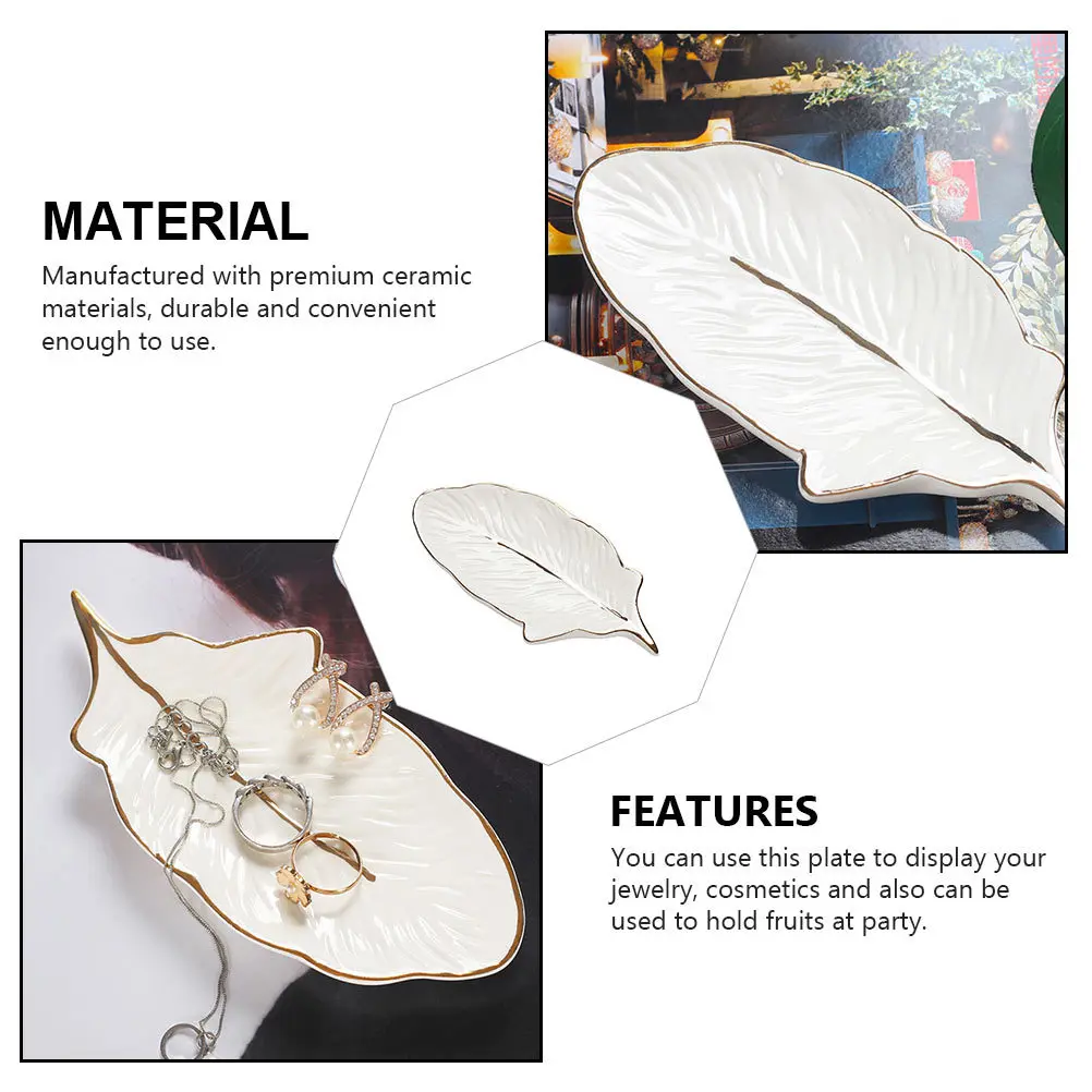 1Pcs Storage Tray Durable Ceramic Multipurpose Jewelry Cosmetics Organizer Desktop Display Decorative Plate