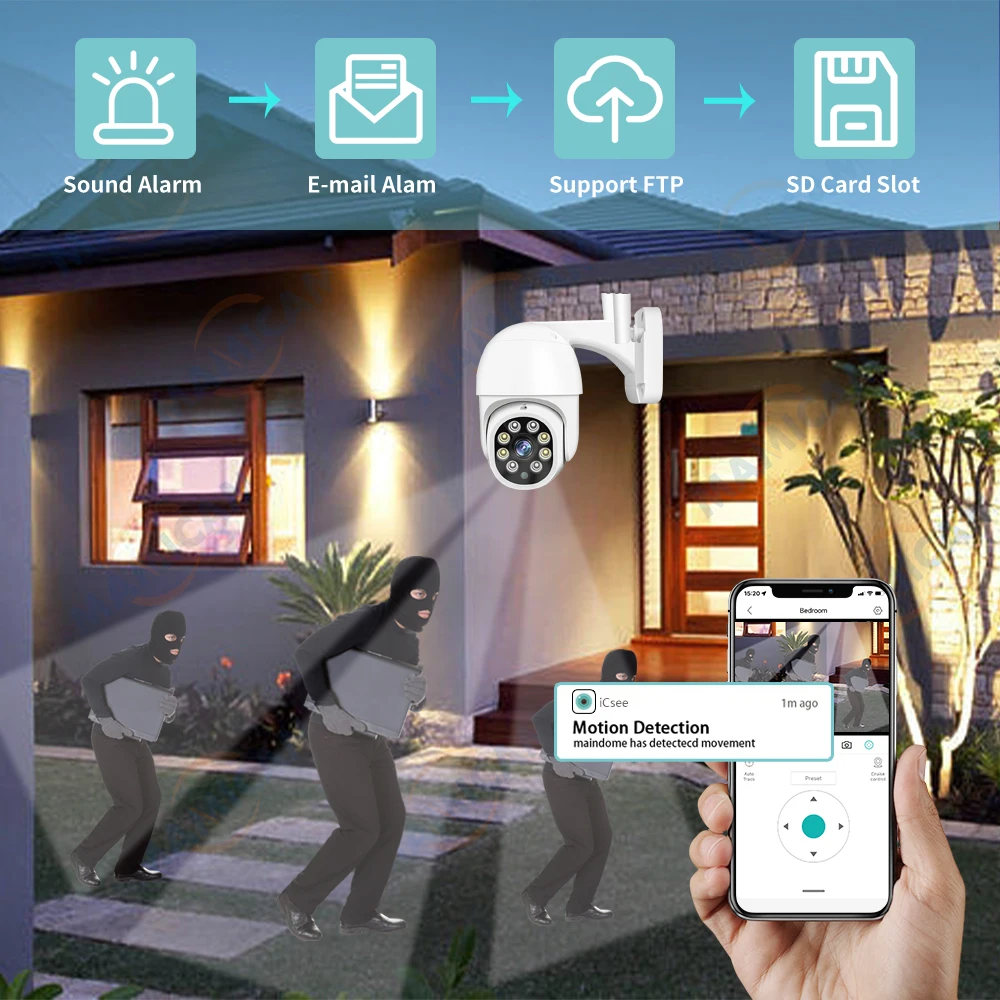 8MP واي فاي كاميرا IP مراقبة الأمن PTZ الأمن في الهواء الطلق CCTV فيديو مراقبة إنذار ضوء Icsee #4