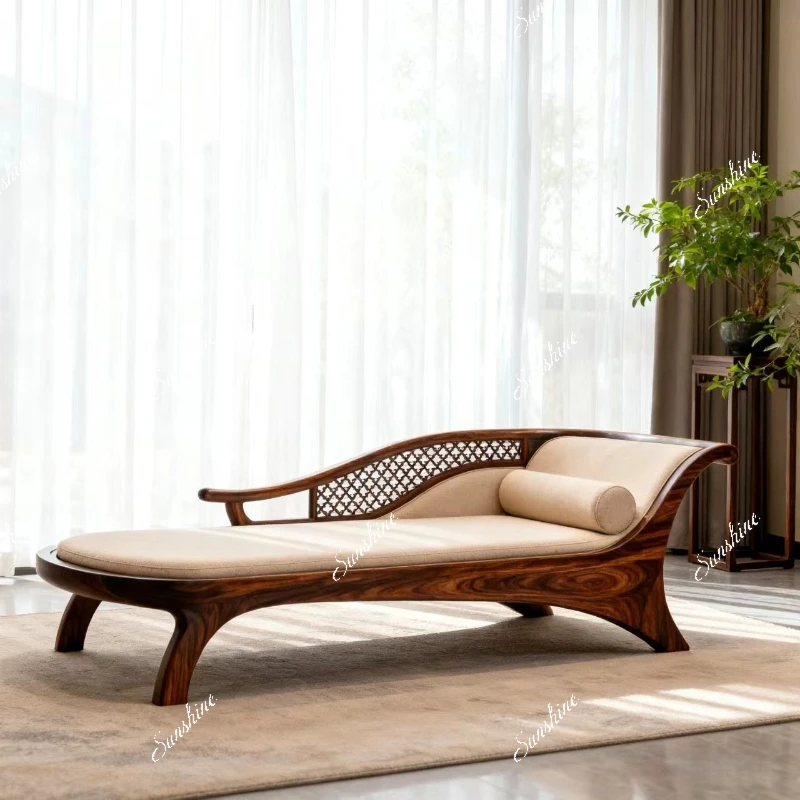 Solid wood beauty couch, bed end reclining chair, bedroom Zen chaise longue chair