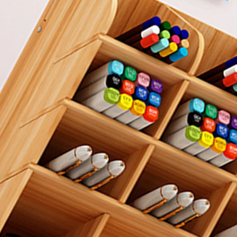 Abwr-desktop Organizer, kayu pemegang pena kotak penyimpanan, kreatif dan modis multi-fungsi pemegang pena rak Desktop kantor