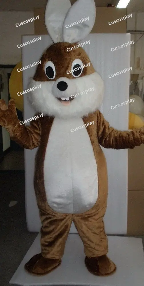 

New Adult Character Easter Brown Bunny Rabbit Mascot Costume Halloween Christmas Dress Full Body Props Outfit Mascot Costume