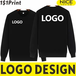 Mannen Vrouwen Casual Ronde Hals Sweatshirt Custom Logo Bedrijf Team Katoenen Sweatshirt Borduurwerk Ontwerp Effen Kleur Pullover Afdrukken