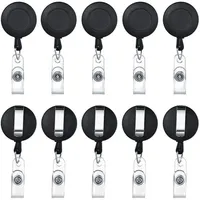 10pcs Retractable Pull Badge Reel Plastic ID Lanyard Name Tag Key Ring Chain Clips Hospital Nurse Badge Holder Credential Holder