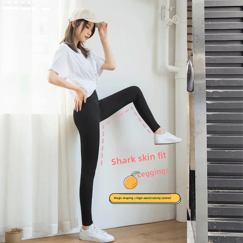 ربيع الخريف جديد Sle ark الجلد اليوغا السراويل عالية المرونة حجم كبير الدهون ملم تسع نقاط قاعدة طبقة السراويل رقيقة نموذج