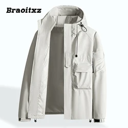 Chaqueta con capucha para hombre, abrigo informal a prueba de viento, impermeable, de alta calidad, para exteriores, acampada, primavera y otoño, novedad