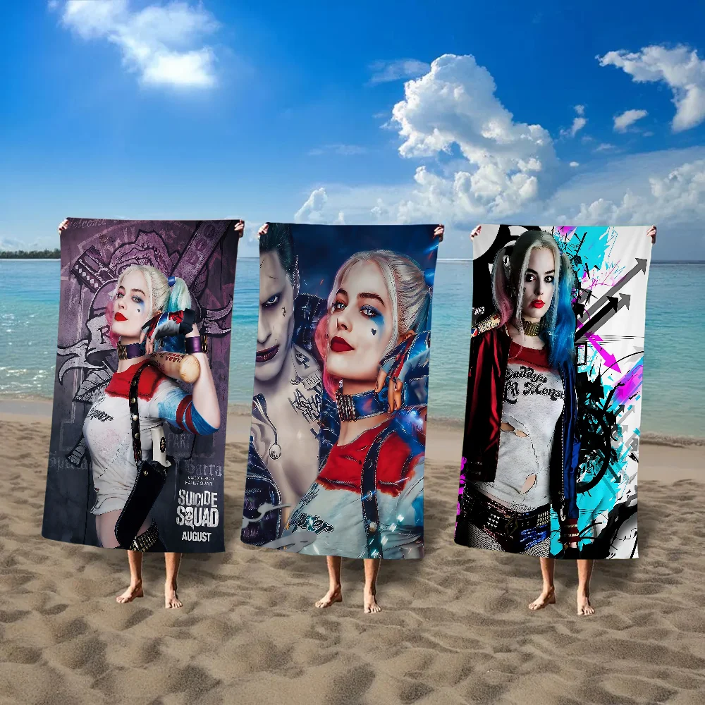 H-HarleyS Cool Q-Quinn Beach Towel Cartoon Cute Summer Kids Large Bath Pool Beach Towel Microfiber Absorbent For Swimming Travel
