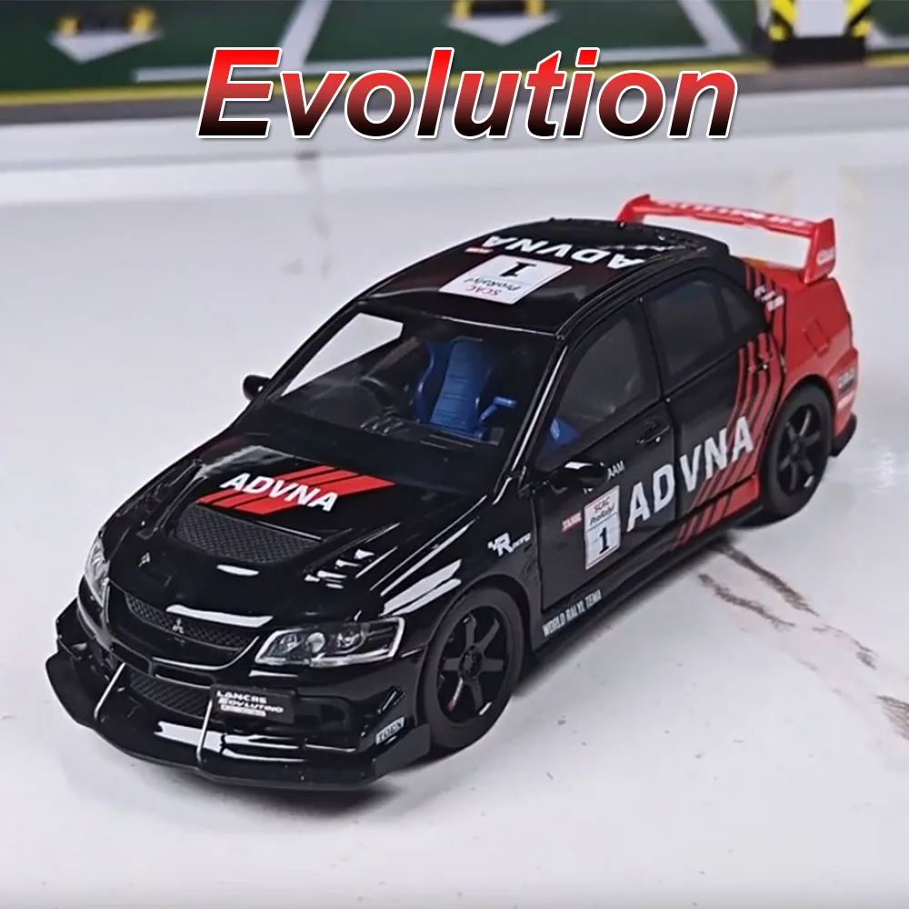 

1:32 Mitsubishi Lancer Evolution, модель игрушки, литой под давлением автомобиль из сплава, 6 дверей, открытый музыкальный свет, миниатюрные спортивные автомобили, детский рождественский подарок