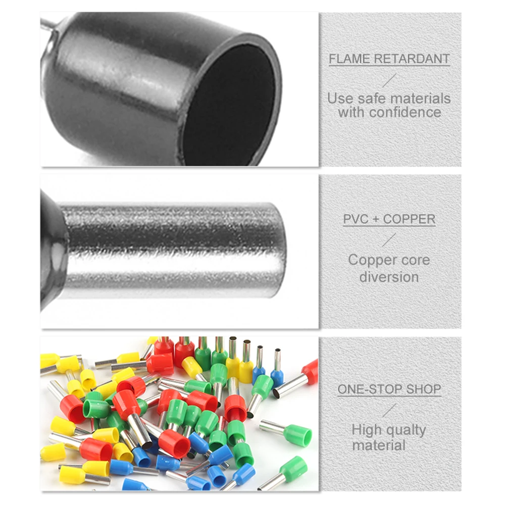 VE Boxed Tubular Crimp Terminals PVC Electrician Electrical Insulation Kits Cord End Terminal Block Wire Ferrules End Connector