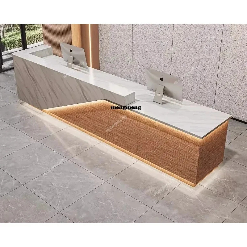 

F5822 Nordic Company Reception Desk High-end Custom Customer Center Office Building Reception Cabinet Simple Office Furniture