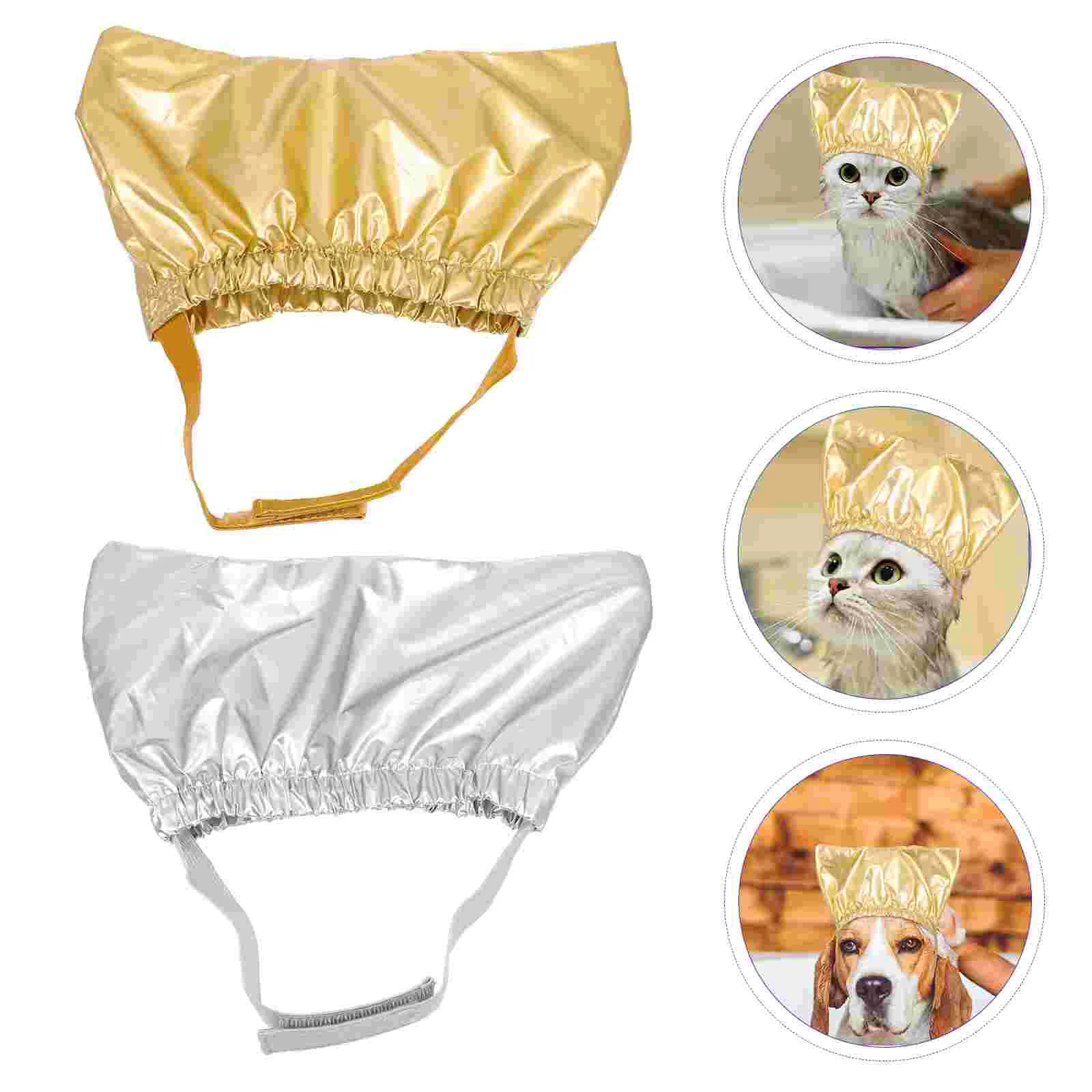 

2 Pcs Pet Shower Cap Caps Supply Small Dog Puppy Kitten Bath Portable Polyester Hats Household