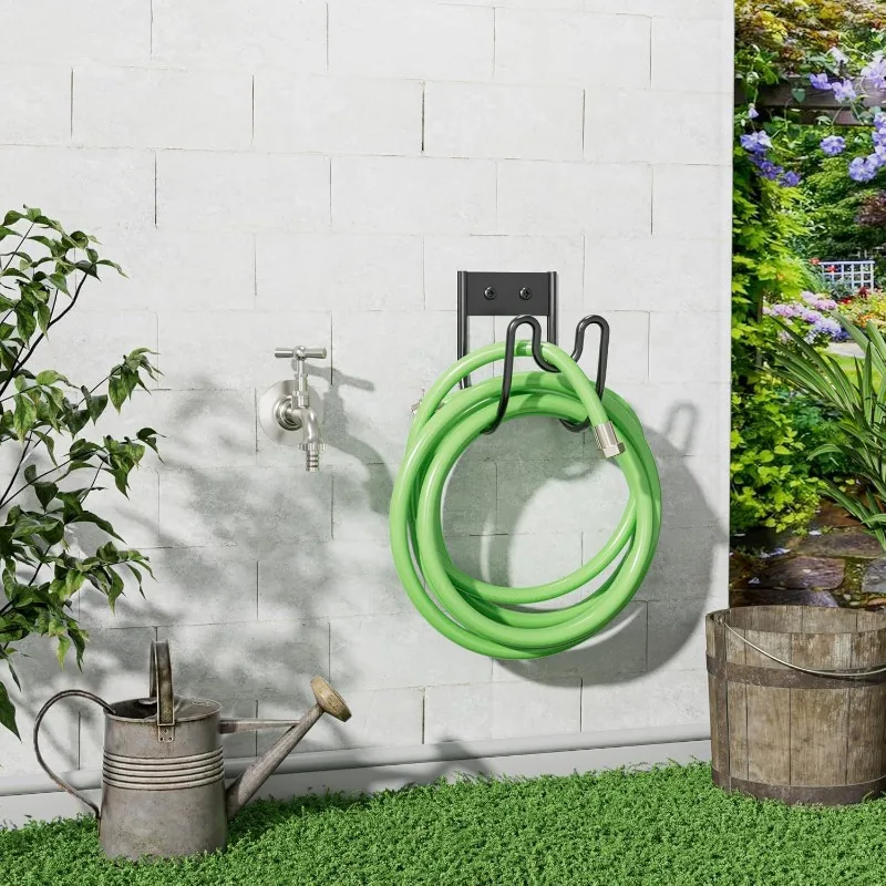 Wall Mounted Heavy Duty Metal Water Pipe Bracket Multifunctional Garden Hose Extended Storage Holder Outdoor Rack