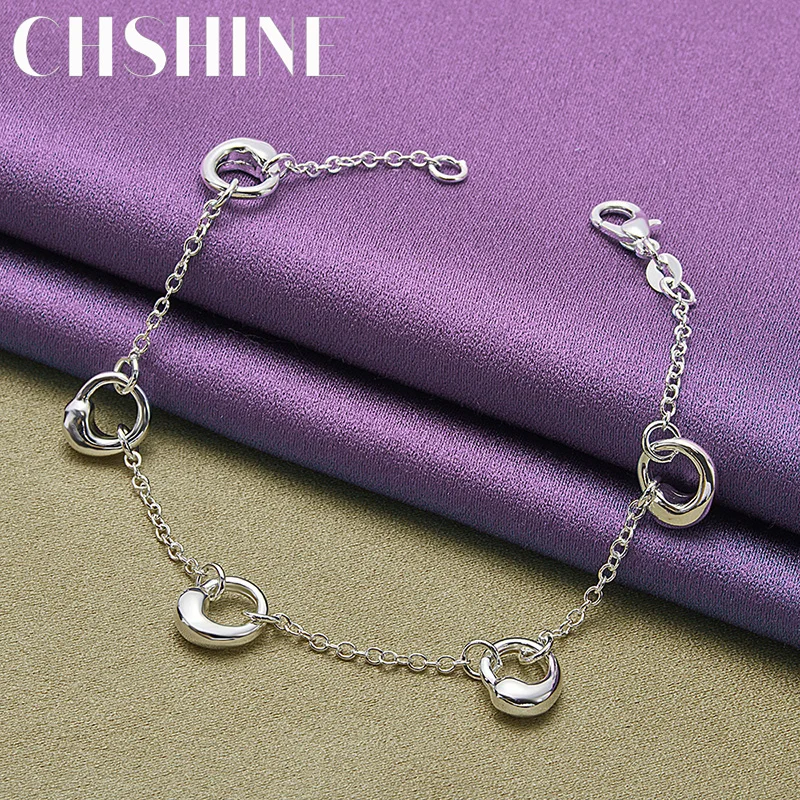 

CHSHINE 925 Sterling Silver Water Drop Round Bracelet For Women Wedding Party Fashion Charm Jewelry 20CM 8inches