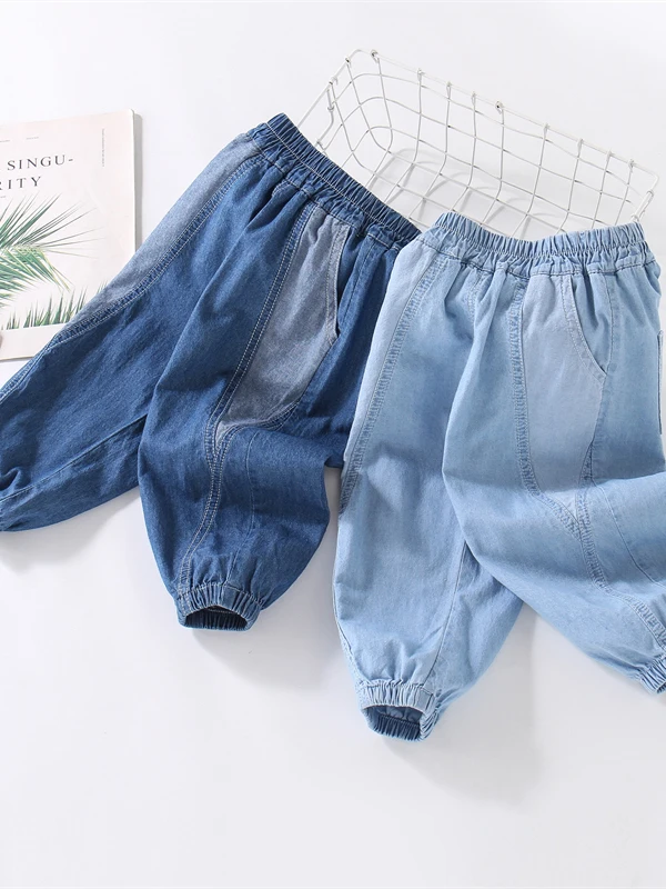 Children's Mosquito-Resistant Cotton Jeans Breathable Casual Thin Summer Long Pants Baby Boys Loose Fit Summer Jeans