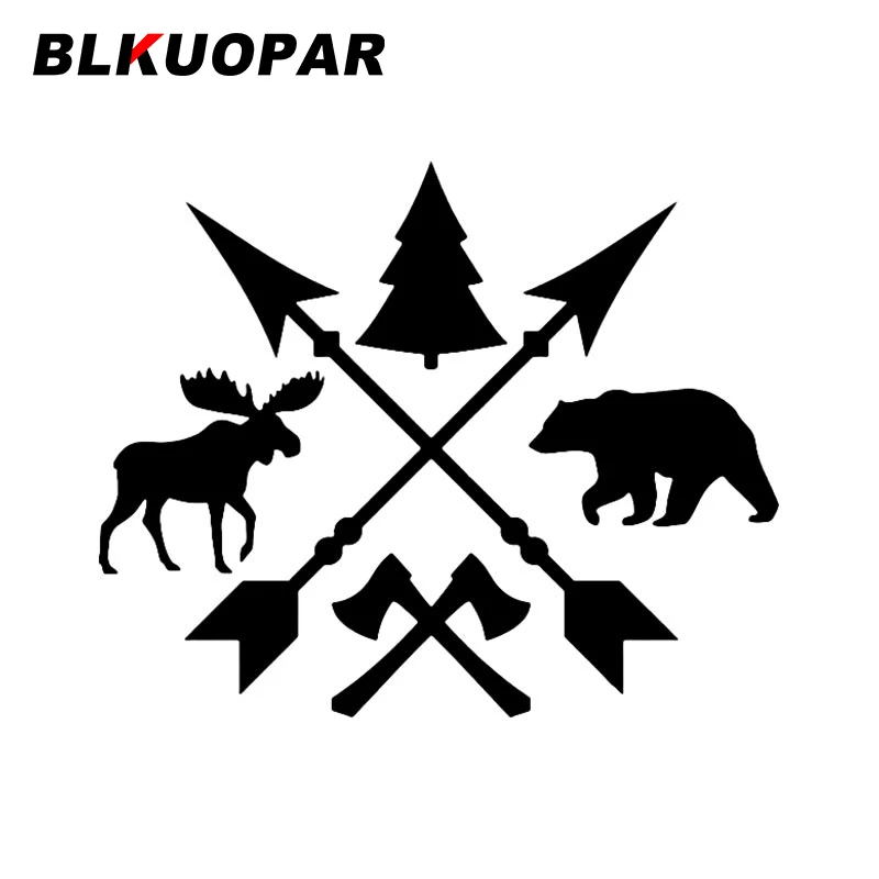 

BLKUOPAR Deer Bear Tree Axe Car Stickers ATV Personality Anime Decal Occlusion Scratch Air Conditioner Graphics Car Accessories